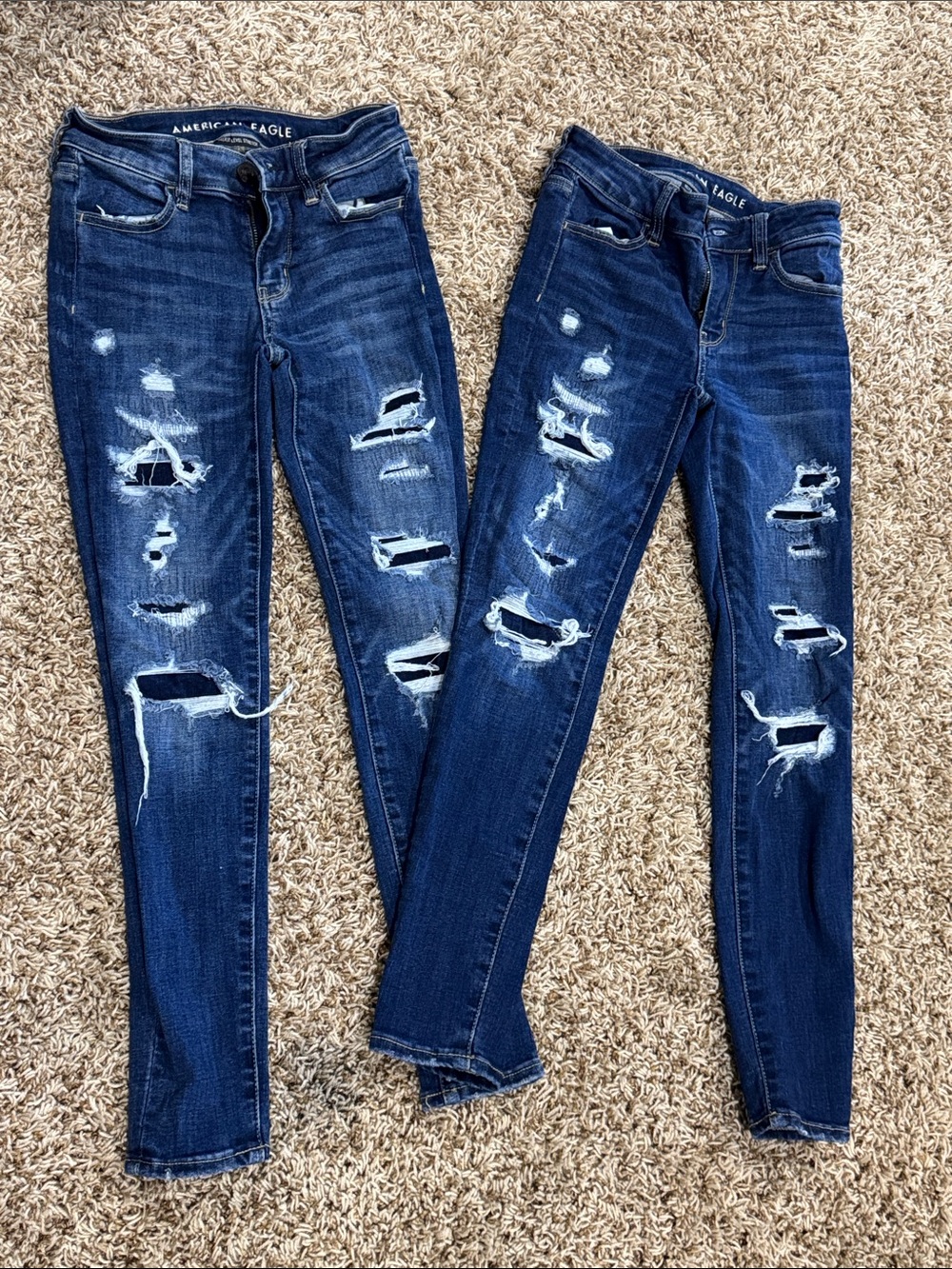 2 PAIR! American Eagle Jeggings • Next Level Stretch / Size 00 Short / so cute!!